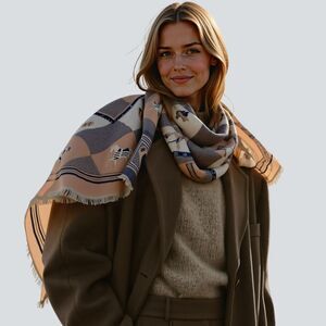 Westrian Cashmere Feel Equestrian Diamond Pattern Elegant Winter Scarf